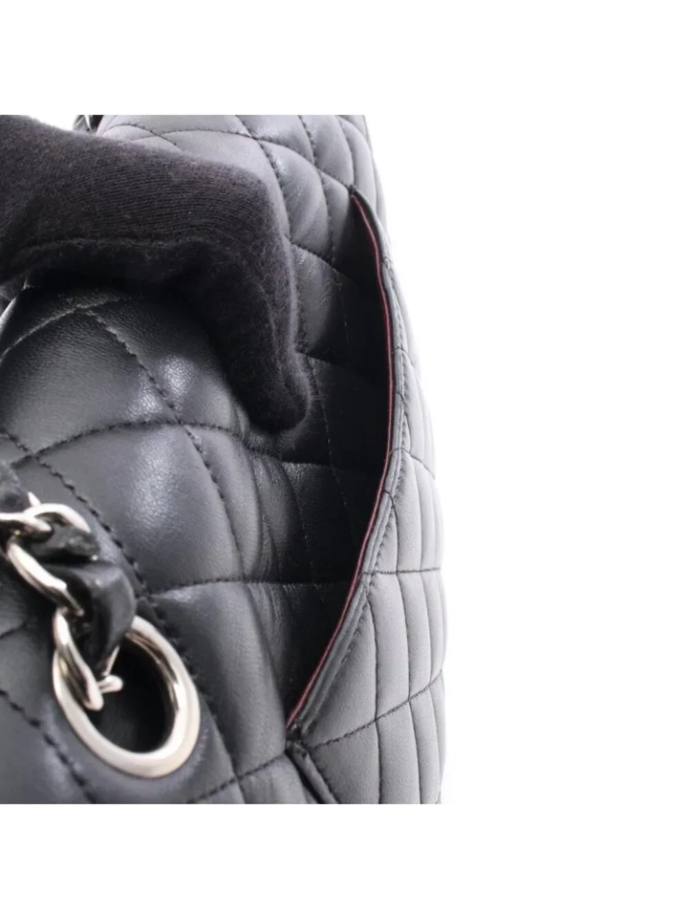 Chanel Shoulder Bag Quilted Double Flap Black Lambskin Chain